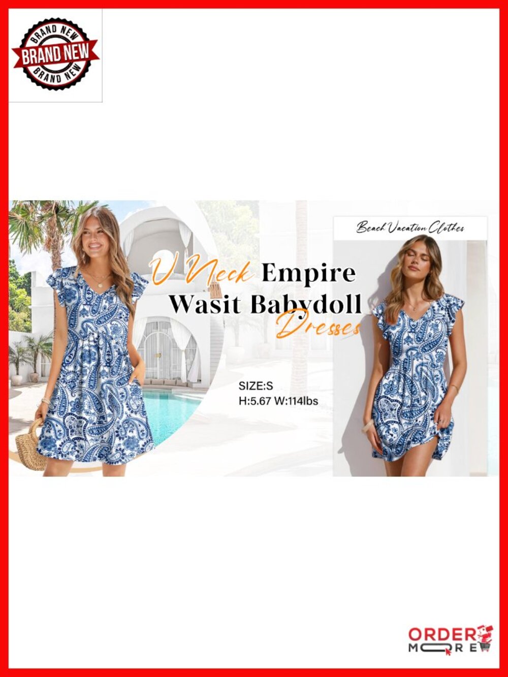 V Neck Ruffle Sleeve Babydoll Dress Elegant Classy Sundress Loose Fit Mini Dress - Picture 6 of 6